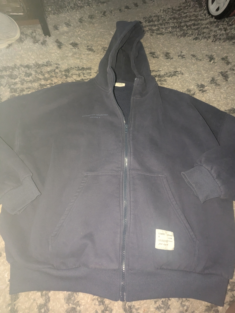 Navy Blue Zip-Up Hooded Jacket